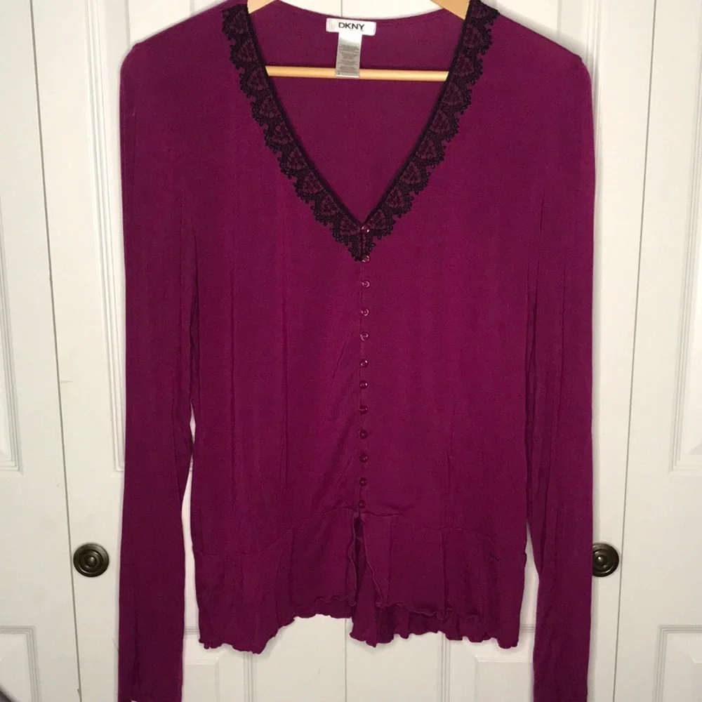 DKNY Button Up Pajama Top Sz L